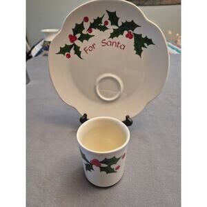 Vintage McCoy ceramic "For Santa" plate and mug set.